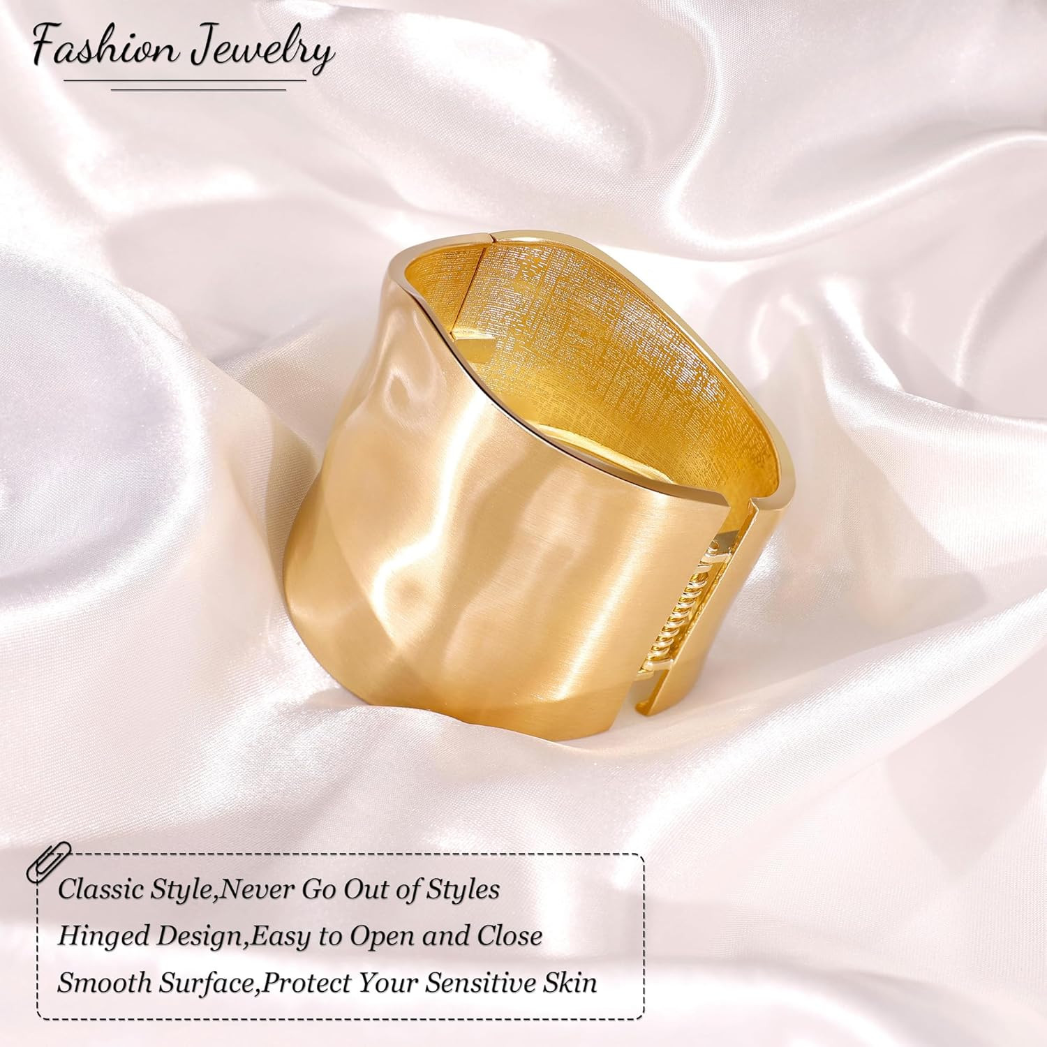 18K Gold Plated Wide Chunky Gold Cuff Bracelets for Women Chunky Bangle Bracelet