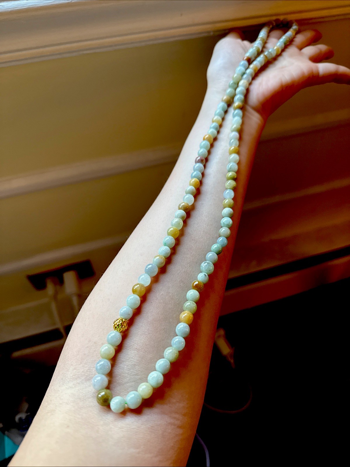Untreated Grade A Myanmar Jadeite Bead Necklace 純天然翡翠A貨 老坑糯冰多包超长项链 7.6 Mm