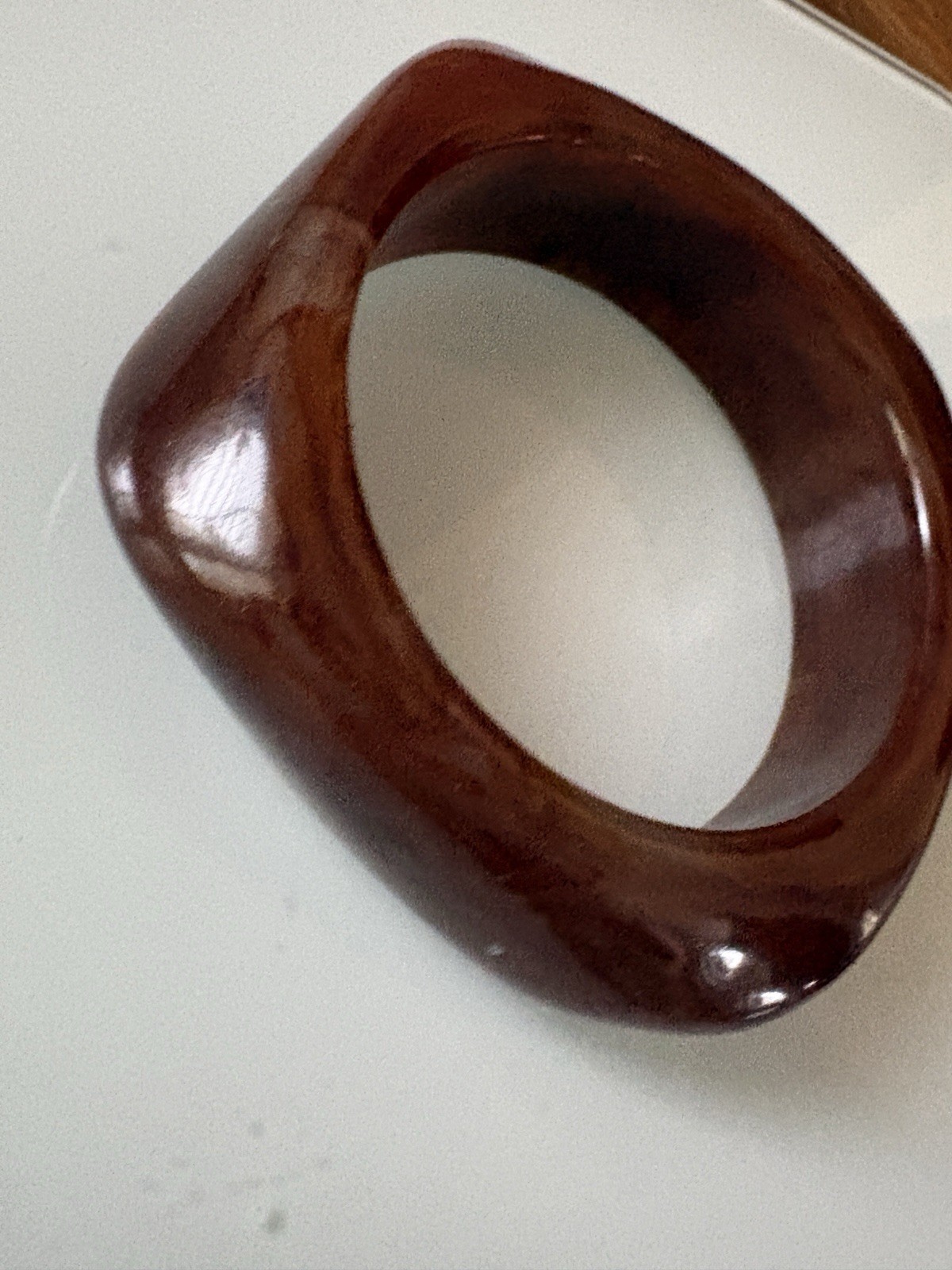 Acrylic Resin Cuff Bangle Women Brown Tone Geometric Round Wide Jewelry