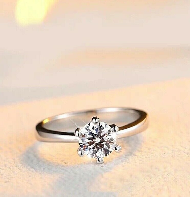 Sterling Silver Six-Prong Adjustable Ring Women’s jewelry Gift