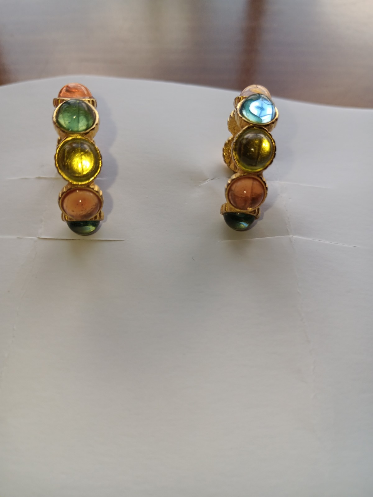 Stud Hoop Earrings With Multicolor Gemstones