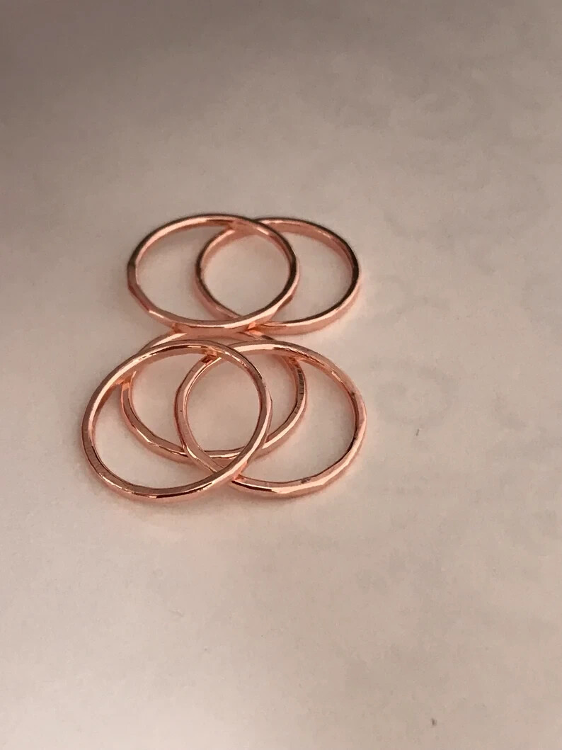 HAMMERED COPPER RING -Solid Copper ring Minimalist Stackable ring 1.3mm thick