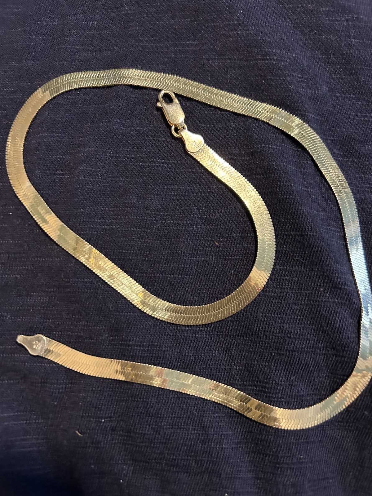 925 Sterling Silver reversible Herringbone Necklace Bracelet Italian Chain – 18”