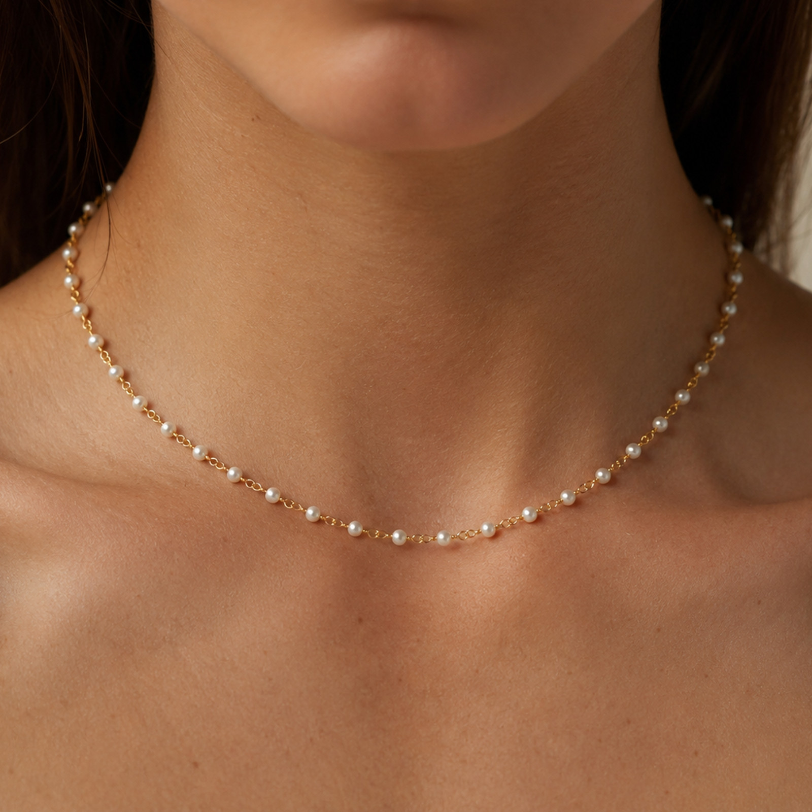 Dainty Pearl Necklace Gold Layering Chain Personalized Jewelry Gift for Her