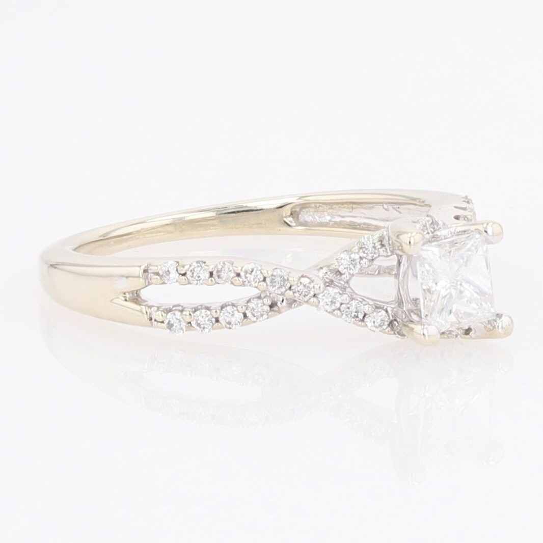 .50ctw Princess Cut Diamond w/ Accents Engagement Ring 14k White Gold Size 4.75