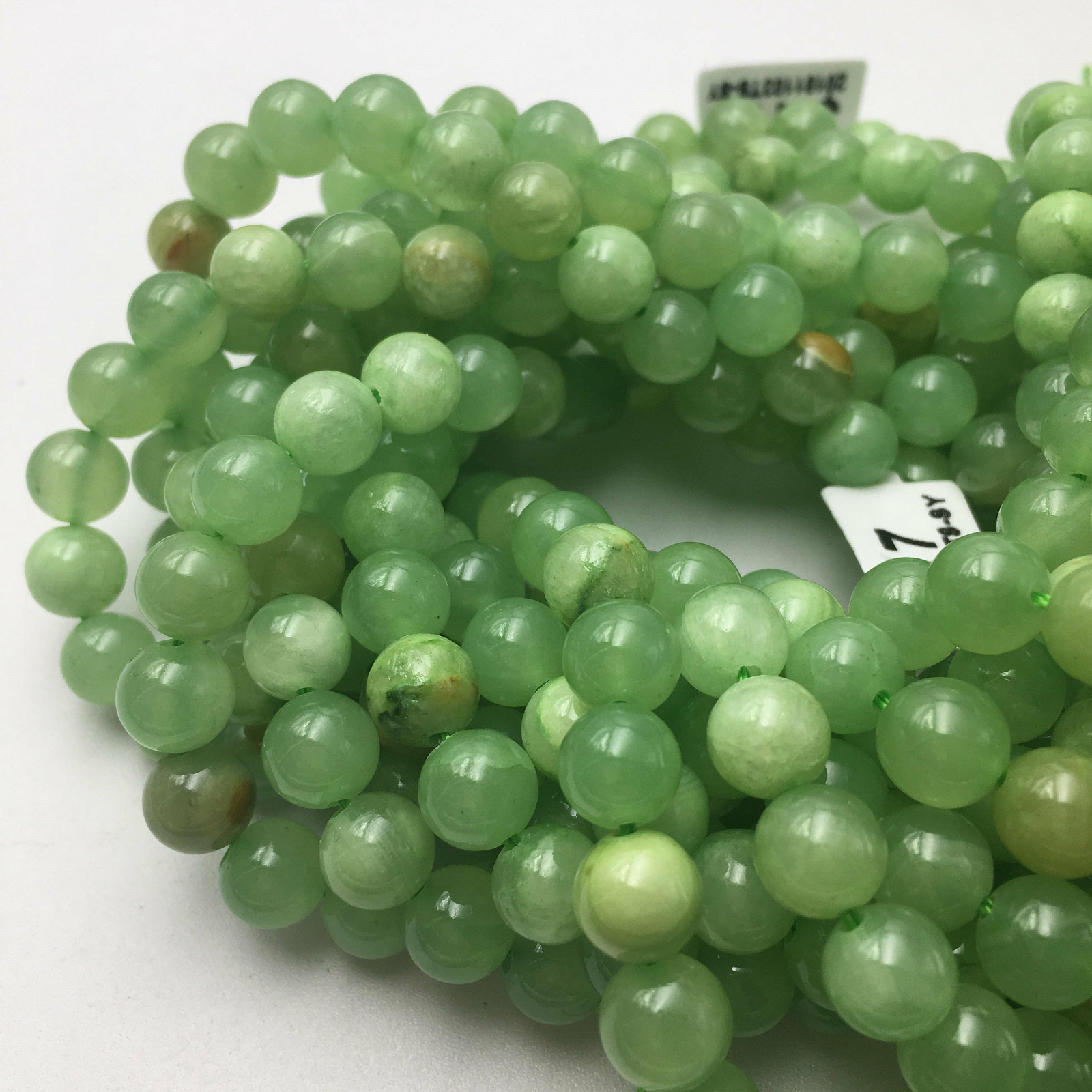 Green Flower Jade Smooth Round Beads 4mm 6mm 8mm 10mm 12mm 15.5″ Strand