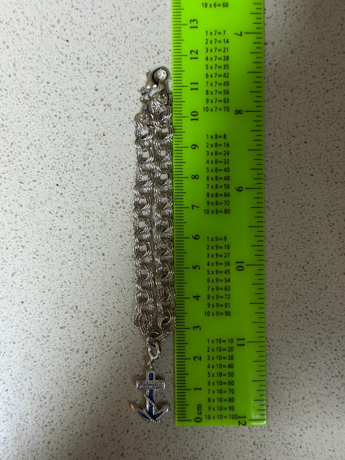 925 Silver Bracelet With Silver And Blue Anchor Pendant