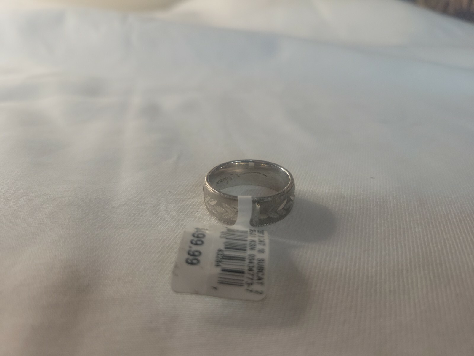 Sterling Silver Men’s 8mm Wedding Band Ring Textured Smooth Size 10 MSRP $499.99