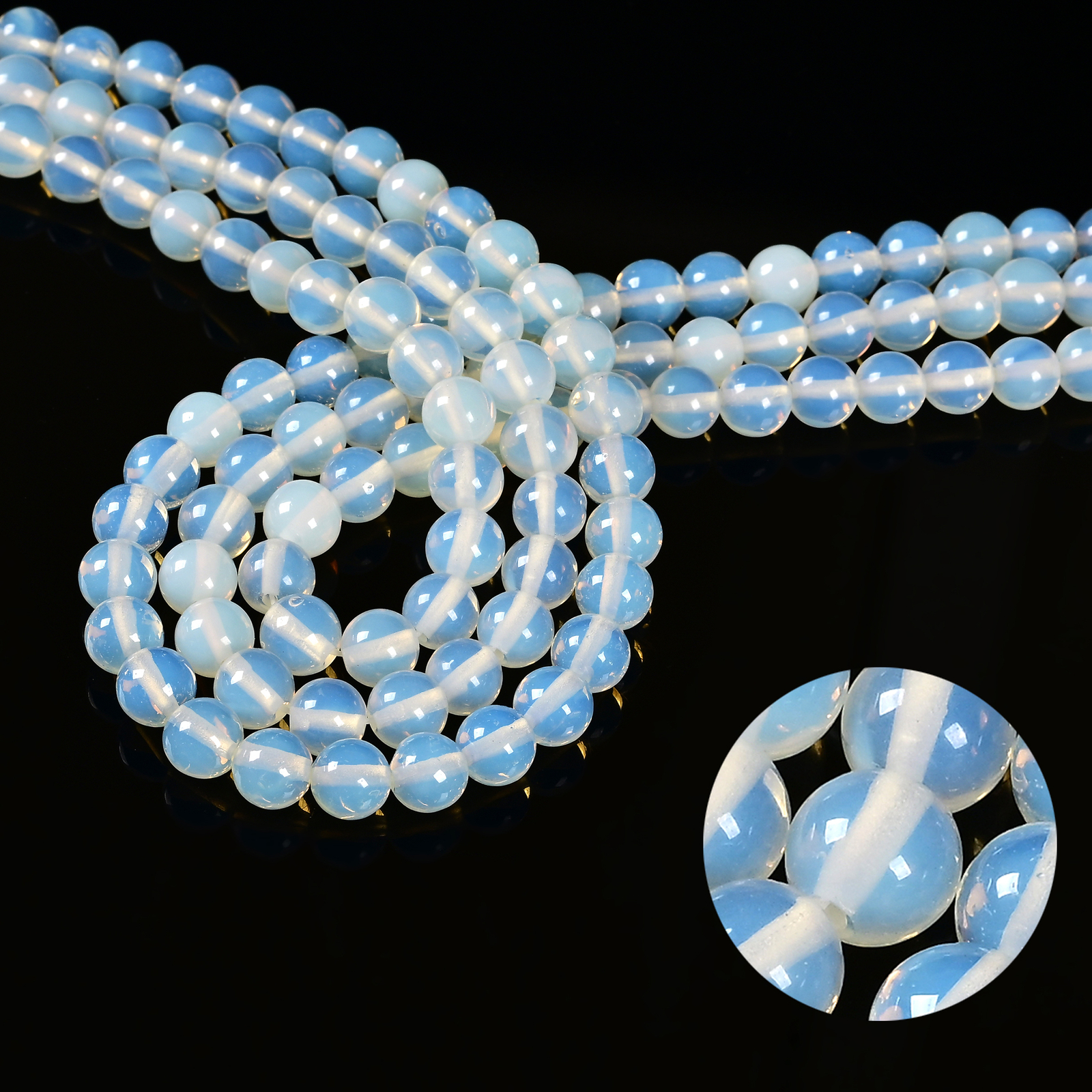 Opalite Smooth Round Beads 4mm 6mm 8mm 10mm 12mm 15.5″ Strand