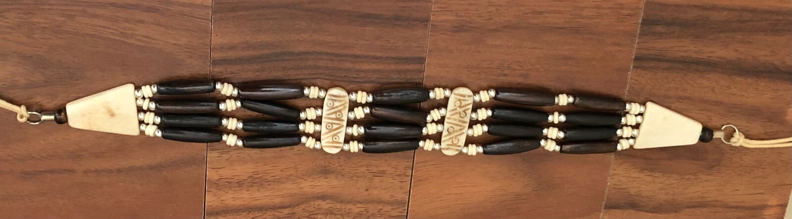 Native American Buffalo Bone Hairpipe Tribal Choker Traditional 4 Row Necklace