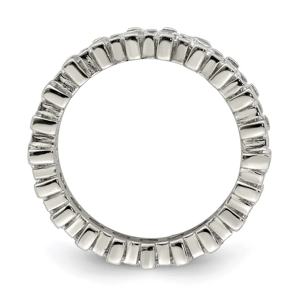 Sterling Silver Rhodium-Plated CZ Eternity Band