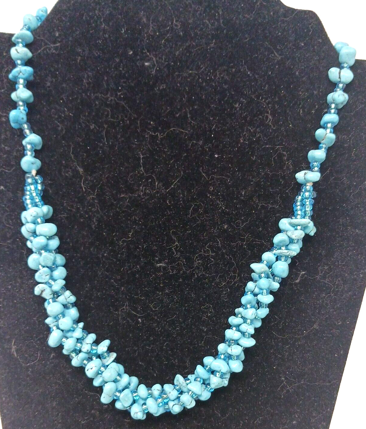 Turquoise Color Stone & Bead Multi Strand Necklace 22.5 in #J4