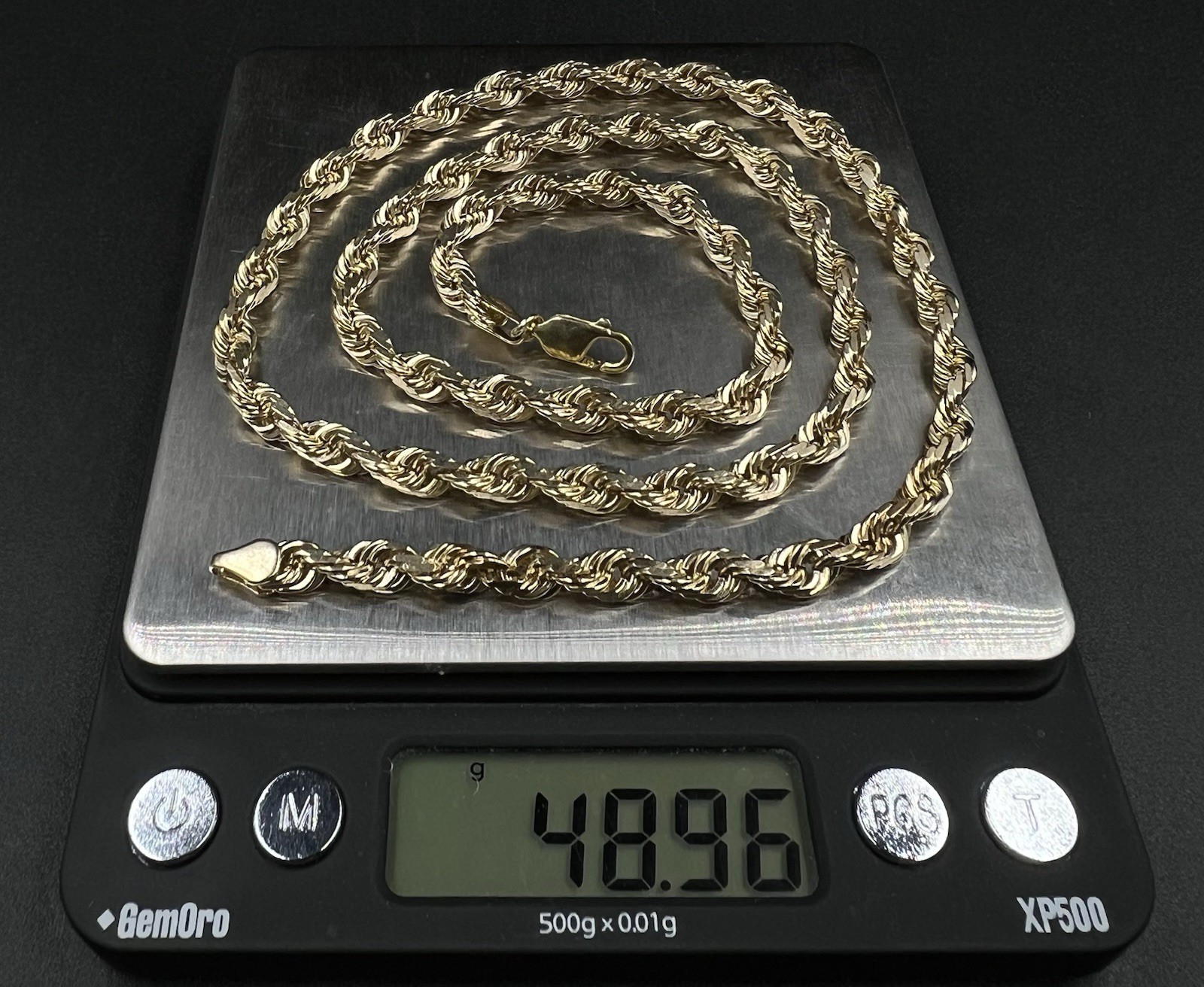 24” 10K Solid Yellow Gold Diamond Cut Rope Chain | 48.93g | 5.5mm | Lobster |