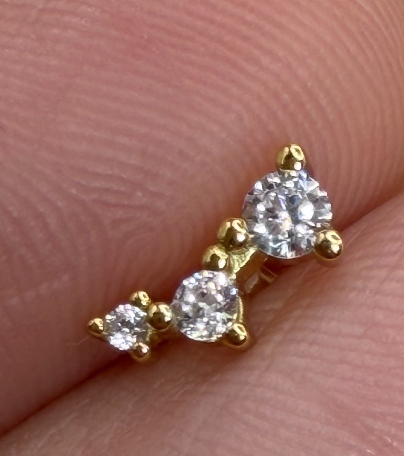 Sterling Silver 925 Cubic Zirconia Ear Threadless Flat Back Labret 16g 1.2mm