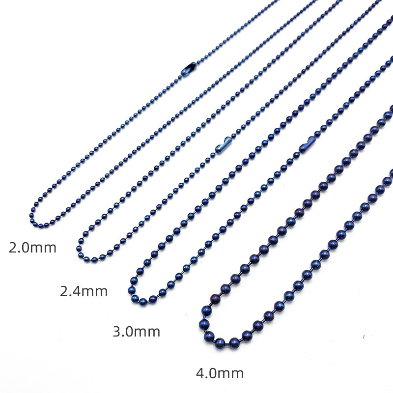 2mm 2.4mm 3mm 4mm Titanium Ball Beads Chain Necklace Anti-allergy 25.6” Unisex