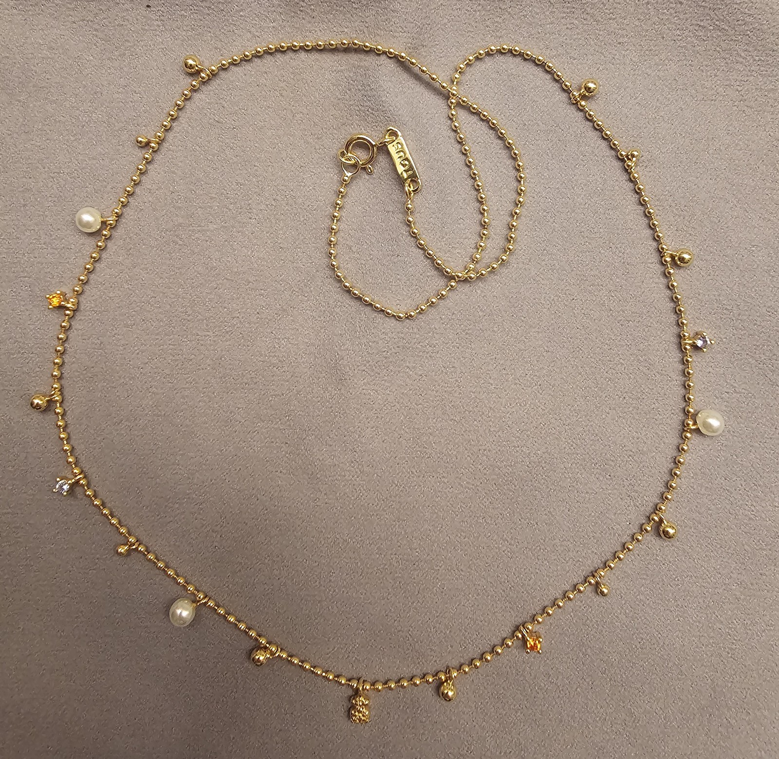 🧡💛TOUS NECKLACE CHARM GOLD PLATED PEARL, RINESTONE AND BEAR NECKLACE