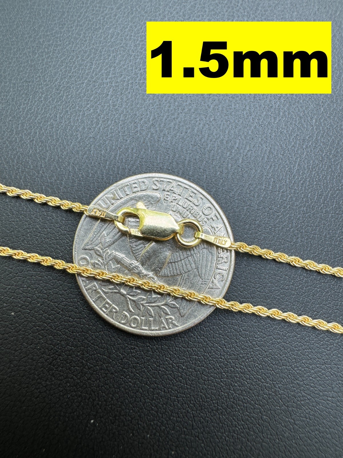 Cadena Rope de Plata 925 con Baño de Oro 14k para Hombre y Mujer 1.5-5mm