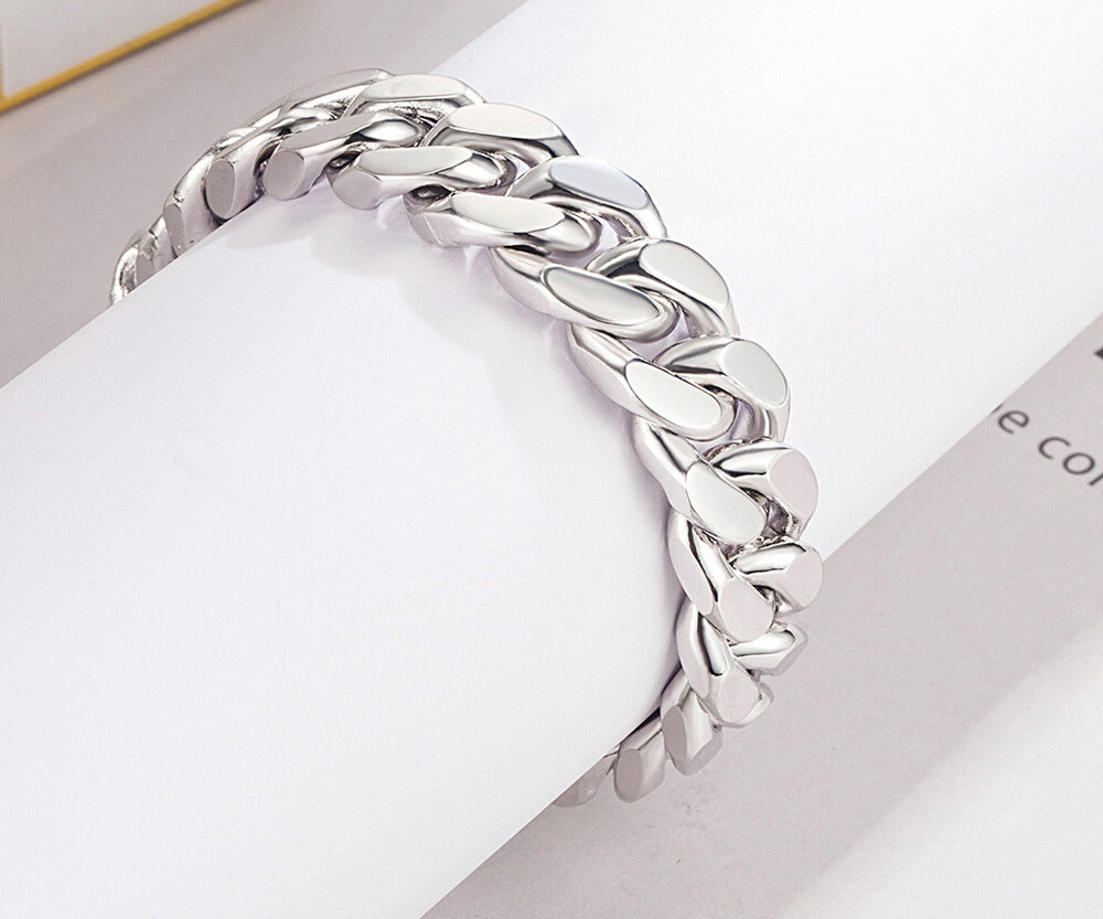 925 Sterling Silver Men’s 13.5mm Thick Big Miami Cuban Curb Chain Link Bracelet