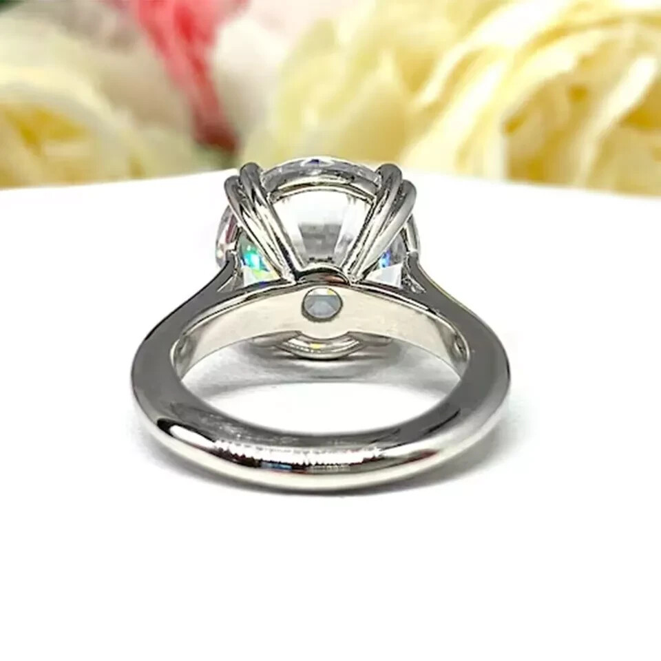 6.65 Ct Treated Round Cut White Diamond Solitaire Ring 925 Silver Certified