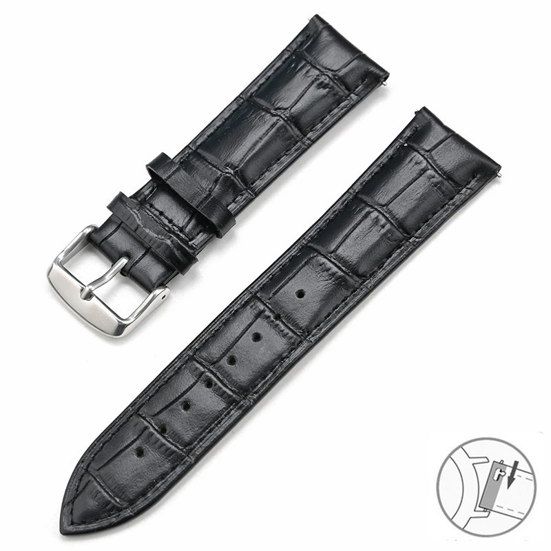 Genuine Leather Watch Band Quick Release Strap 12mm-24mm Universal Watchband