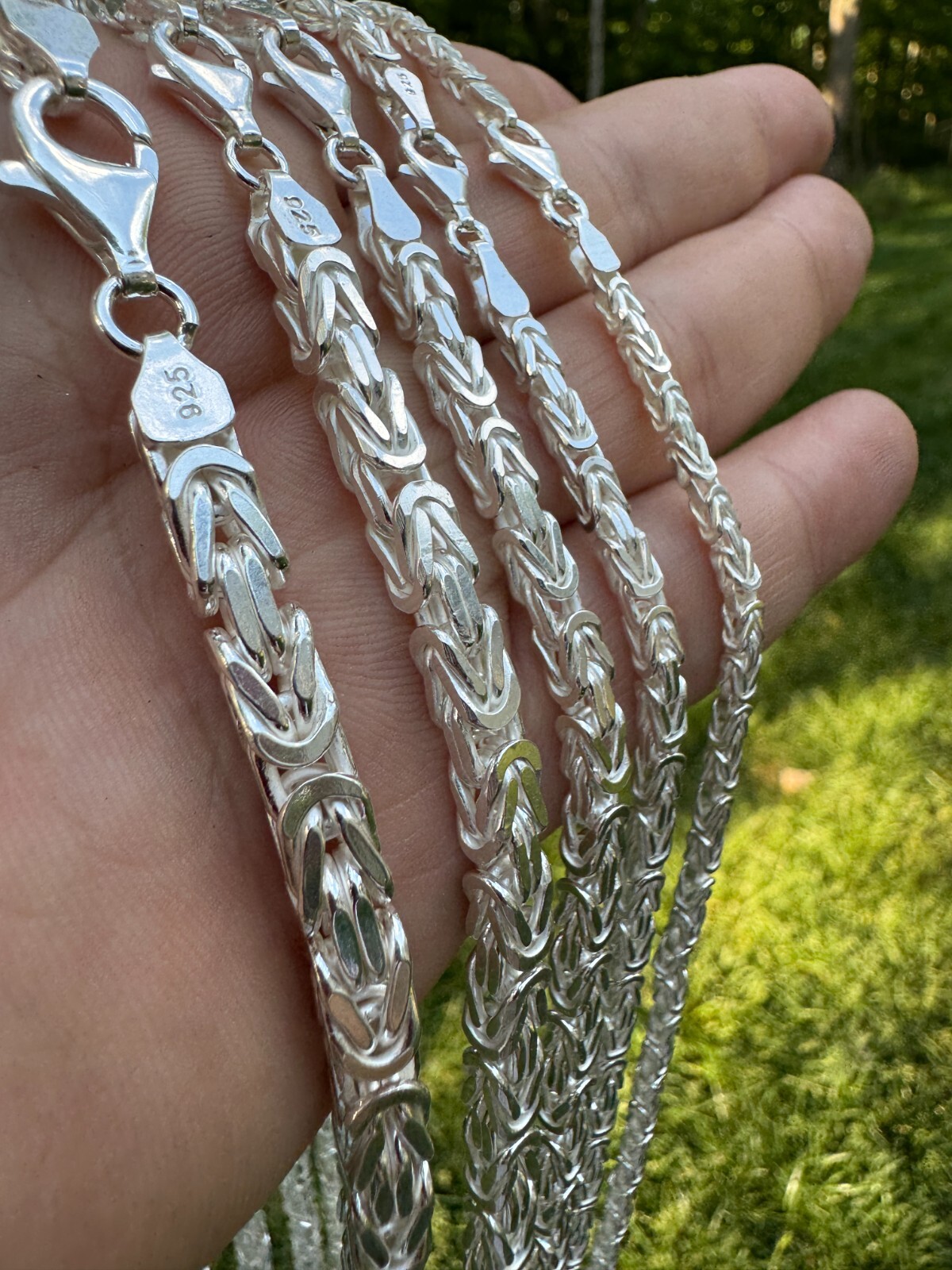Real Solid 925 Sterling Silver Byzantine Rope Chain Mens Necklace 2.5-6mm 18-30″