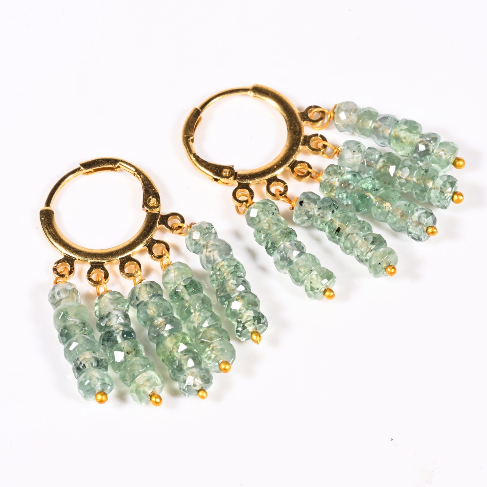 Handmade Mint Green Kyanite Dangle Earrings Wire Wrapped Gemstone