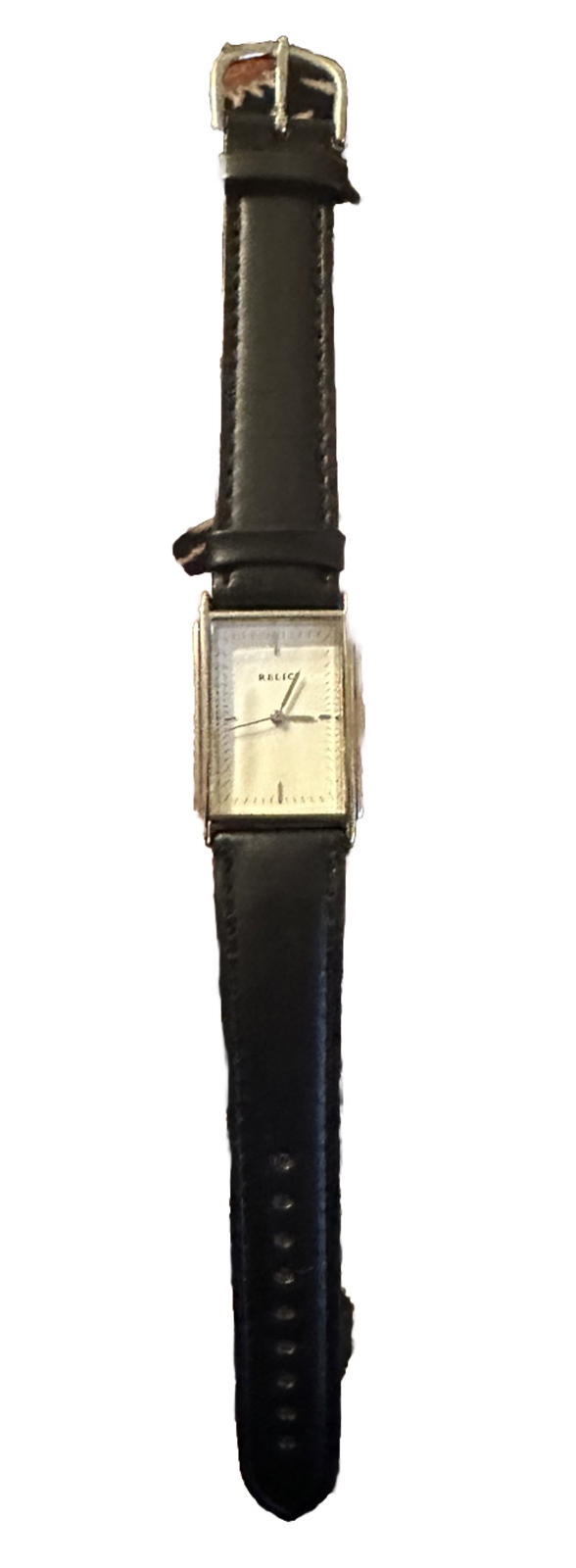 vintage relic watch black PR-6030 JAPAN (Genuine Leather Made from Hong Kong)