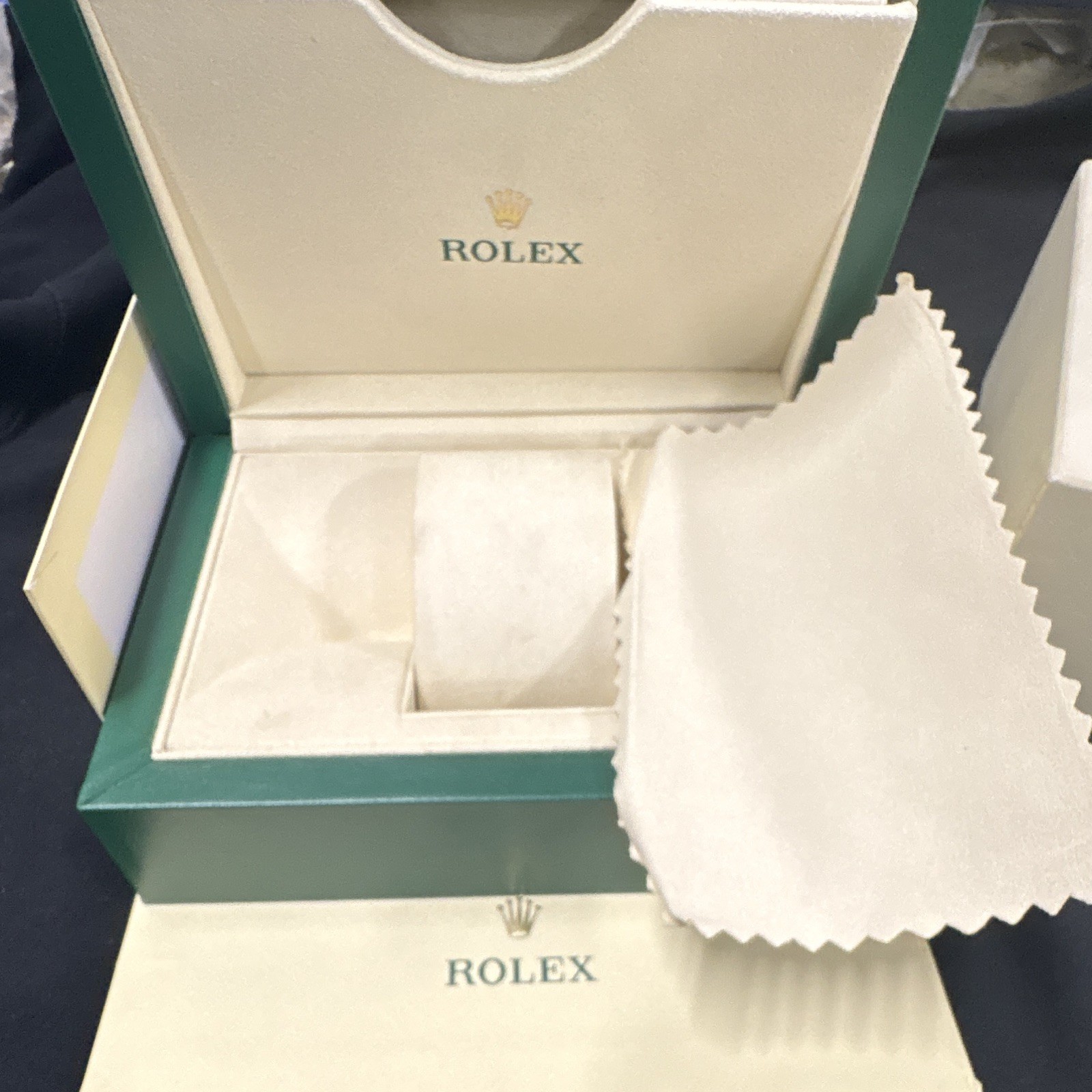 Rolex Green/Beige Single Presentation Box 1-3 Watch w/ Outer Box & Cloth