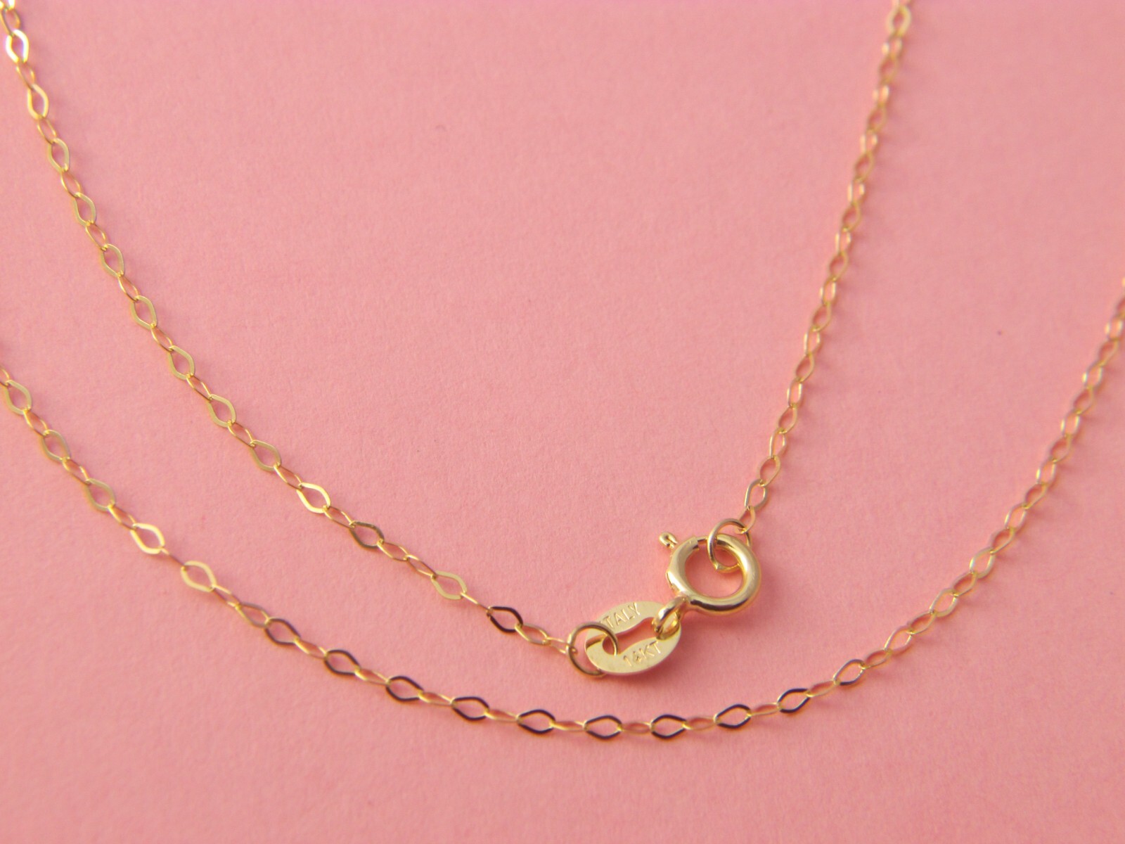 Solid 14Kt yellow Gold 1.3mm Flat Cable Chain Necklace real gold 14k