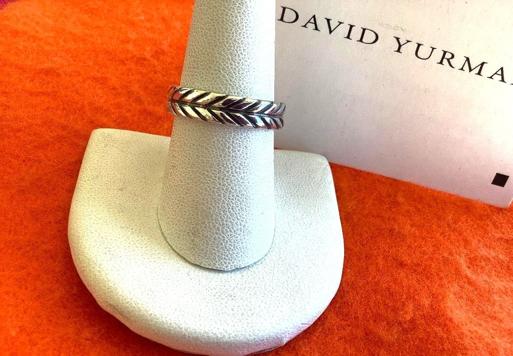 David Yurman Men’s Sterling Silver 6mm Chevron Band Rring Size 8.5