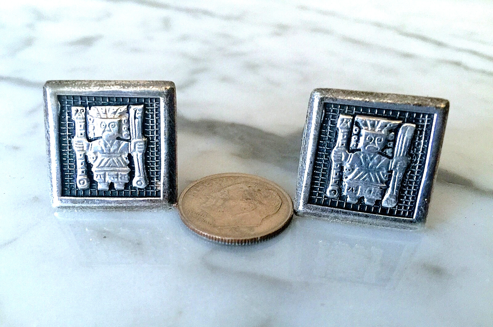 PERU Inca Sun God Cufflinks 18K gold & 925 Sterling