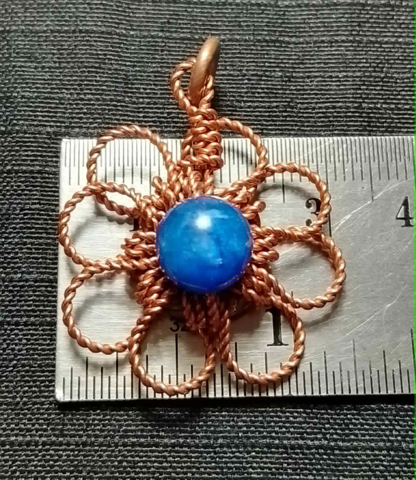 Flower Pendant Copper Daisy Wire Wrapped Mandala Kyanite Lucky Jewelry #PM6