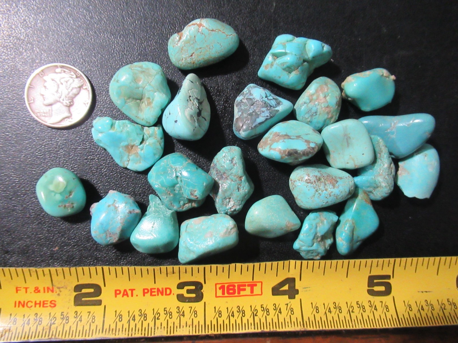KINGMAN TURQUOISE 44g TUMBLED MEDIUM STONES 14mm X 12mm TO 21mm X 15mm #900