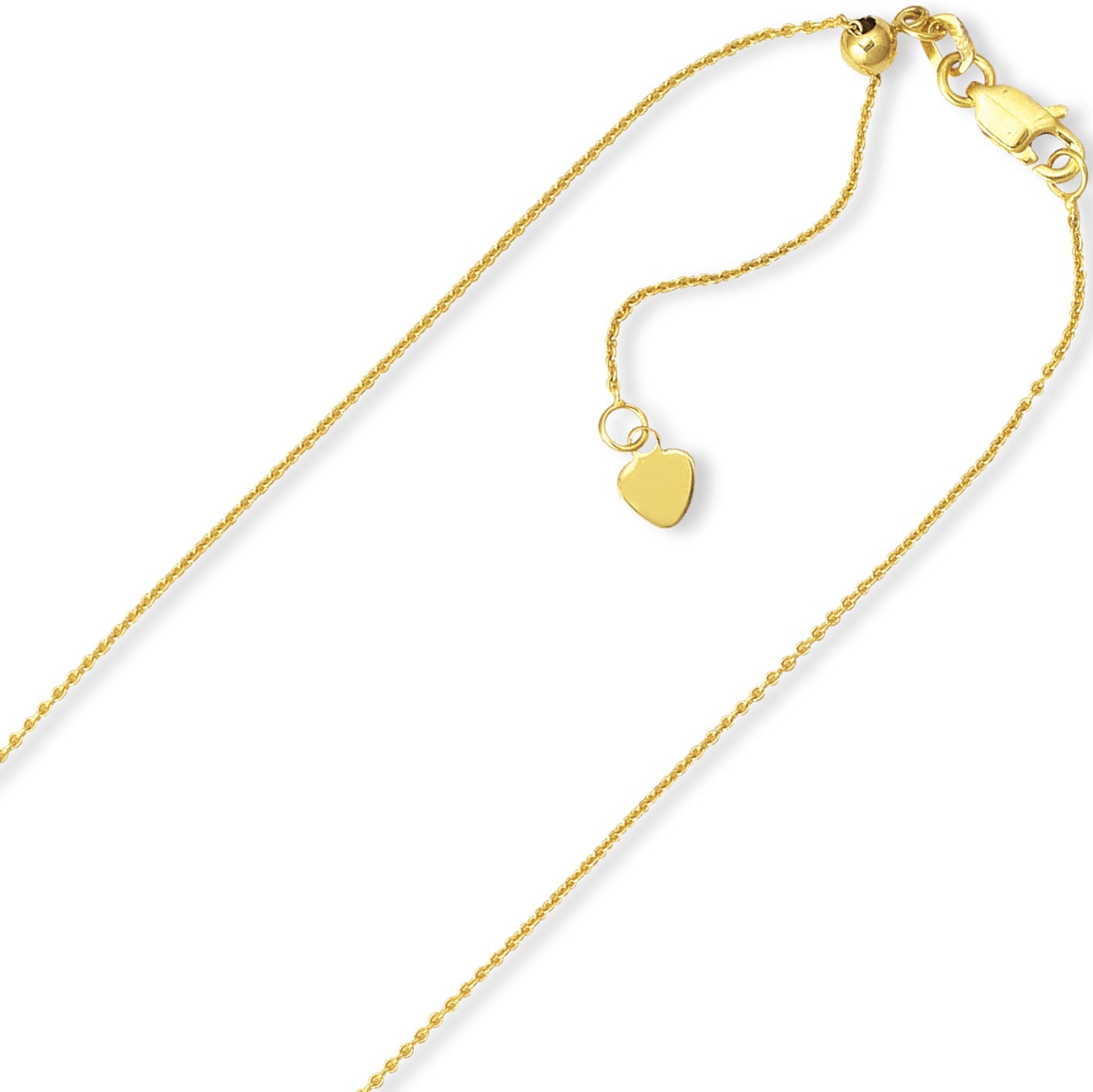 0.9mm Solid Adjustable Cable Chain Necklace REAL 10K Yellow Gold Up To 22″ 2grm