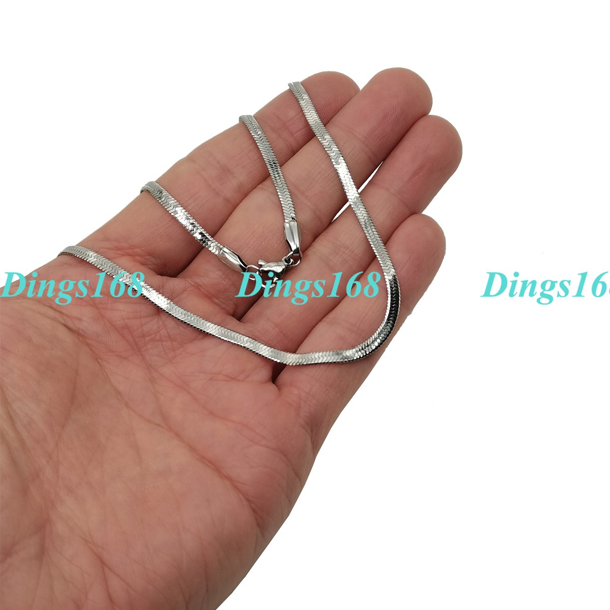 18K White Gold Filled Tarnish-Resist 16″ 2 mm Italian Flat Snake Chain Necklace