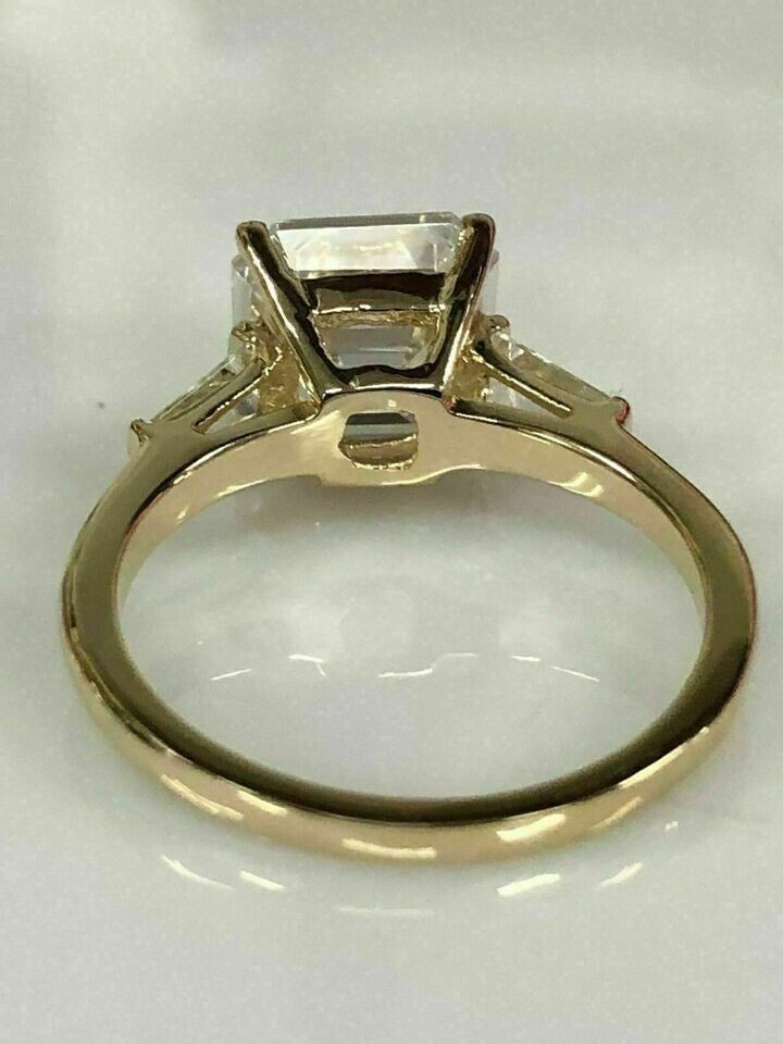 3Ct Asscher Cut Lab-Created Diamond Solitaire Women’s Ring 14k Yellow Gold Over