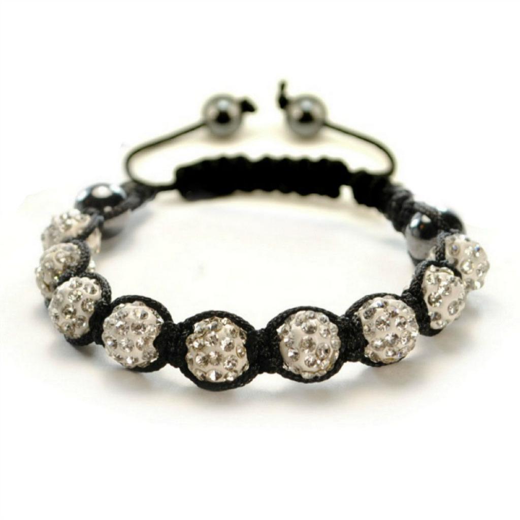 SPARKLING CRYSTAL BEAD BRACELET 10mm Shamballa Style Pave Disco Ball Hip Hop NEW