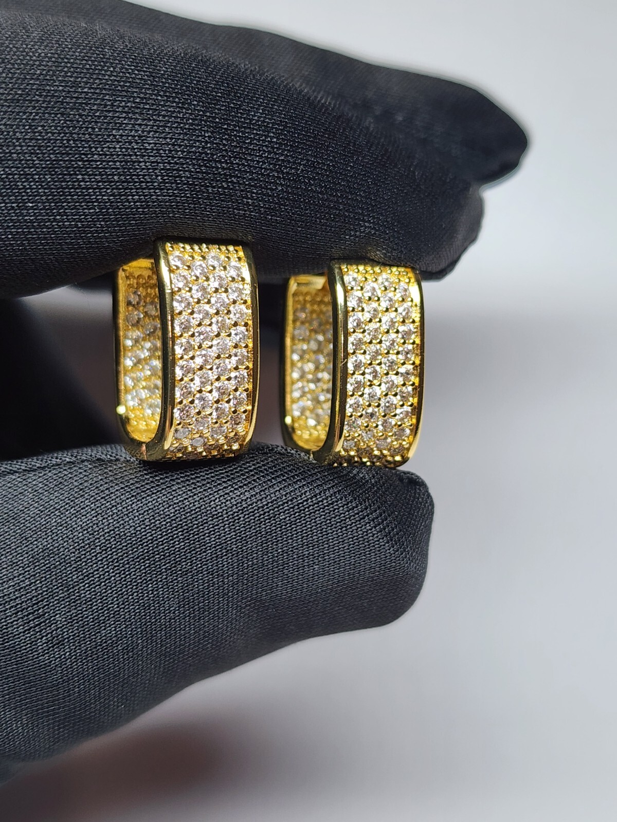 Gold Plated Hoop Earrings With Cubic Zirconia Unisex Hip Hop Jewelry For Women