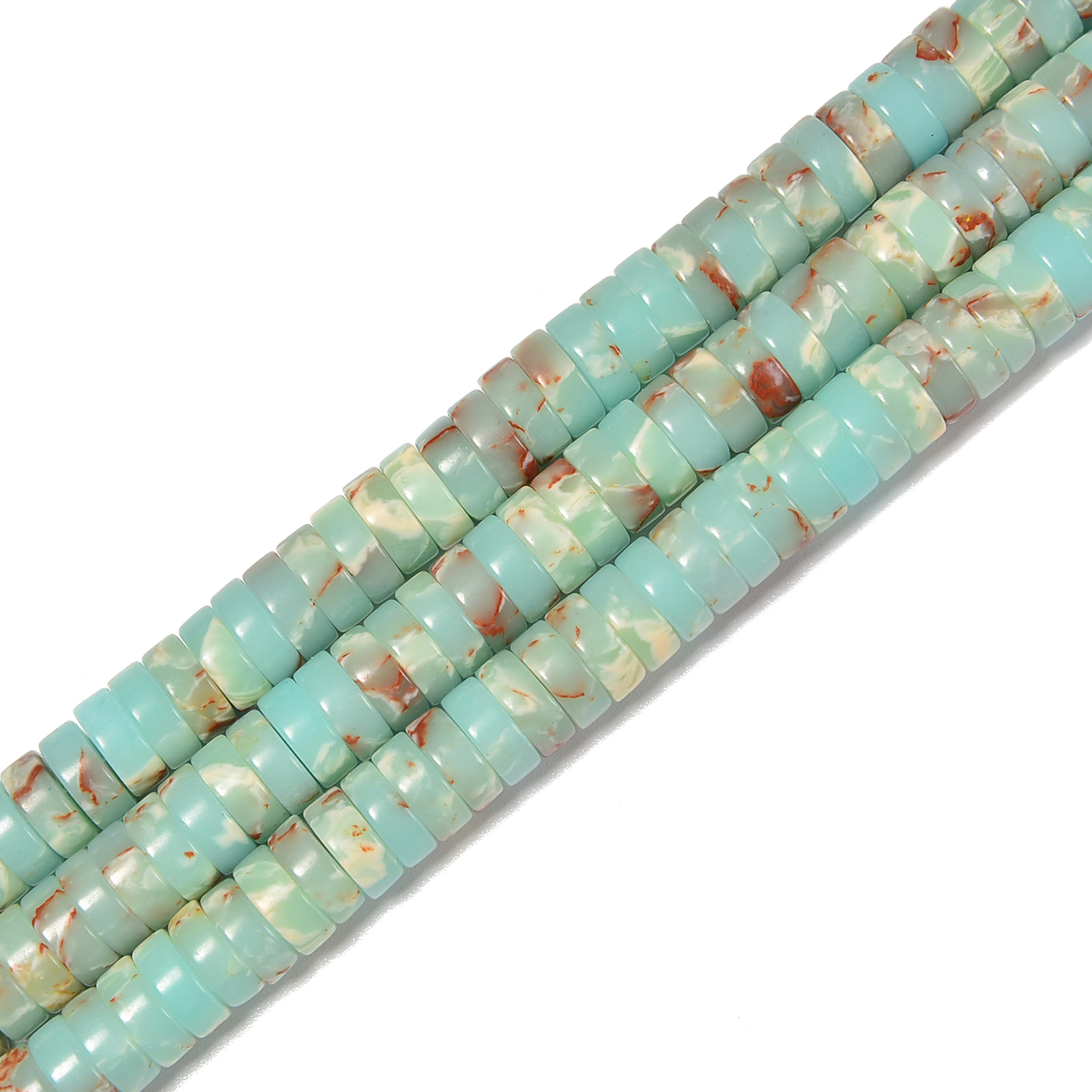 Light Green Aqua Terra Jasper Heishi Disc Beads 2x4mm 2x6mm 3x8mm 15.5” Strand