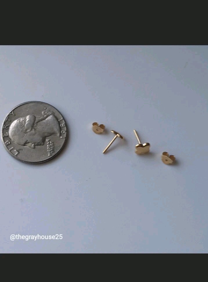 18K Yellow Gold Clover Stud Earrings 6mm Flower Unisex Adult Kids Stamped NEW