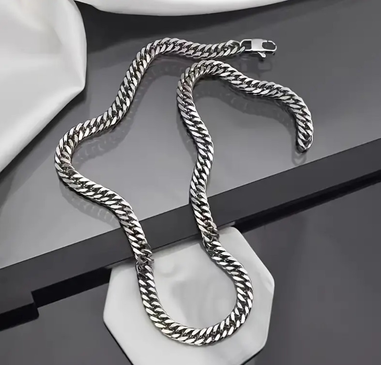 18-28″ Stainless Steel Silver Chain Cuban Curb Womens Mens Necklace 6.5/8/9MM