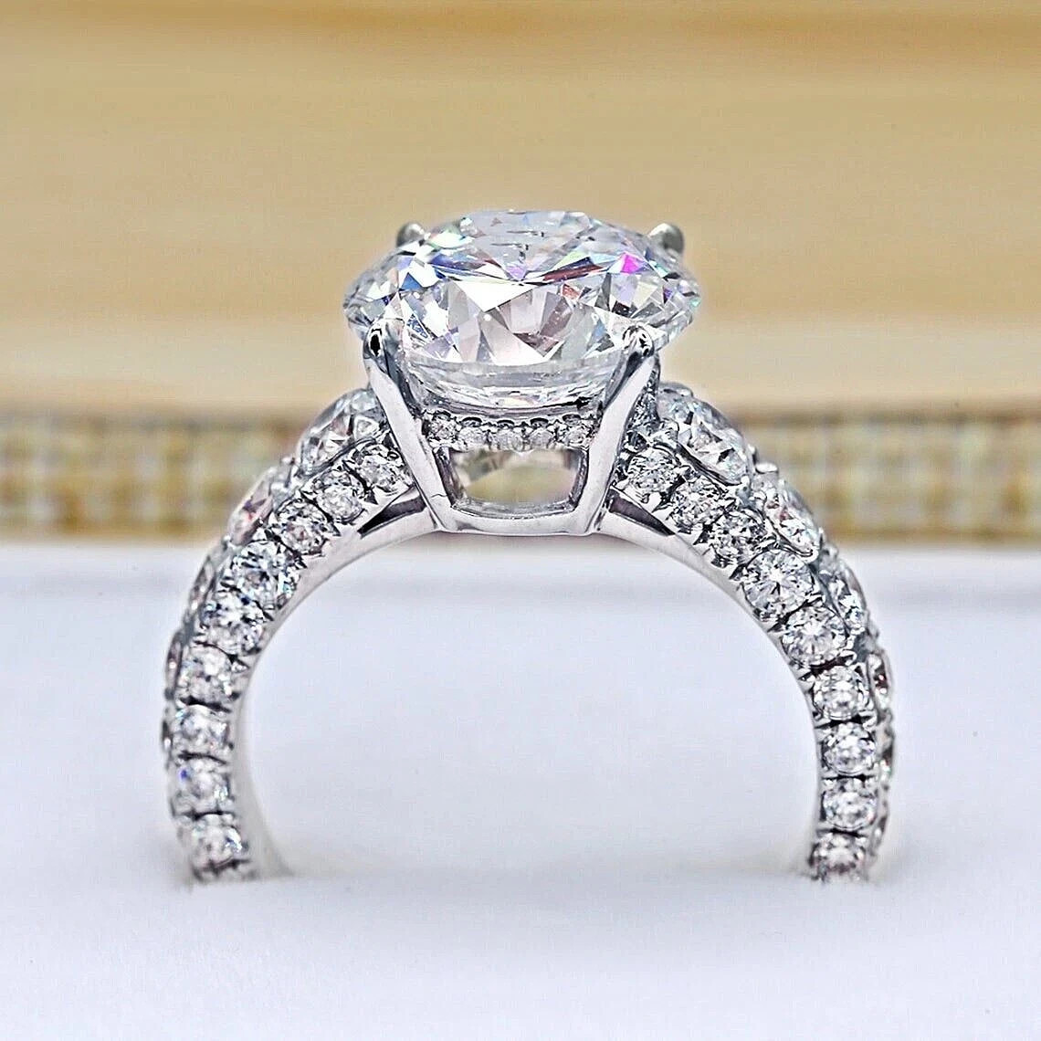 3.00 CT Round Cut VVS1 Moissanite Solitaire Engagement Ring Solid 14K White Gold