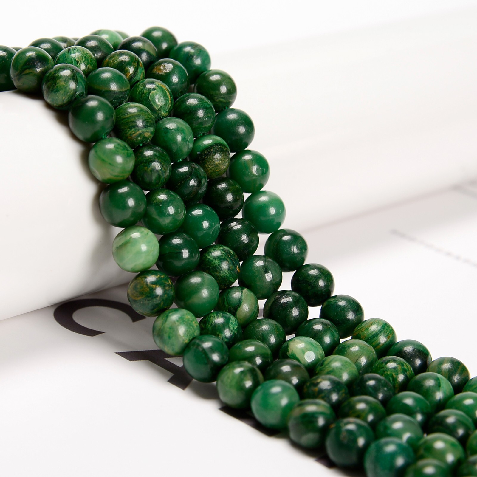 African Jade Smooth Round Beads 4mm 6mm 8mm 10mm 15.5″ Strand