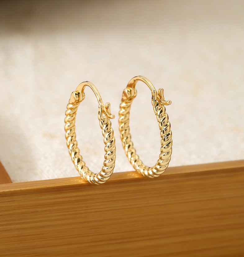 20mm White Gold Filled Twisted Wave Wire Small Hoop Huggie Cuff Earrings PE28