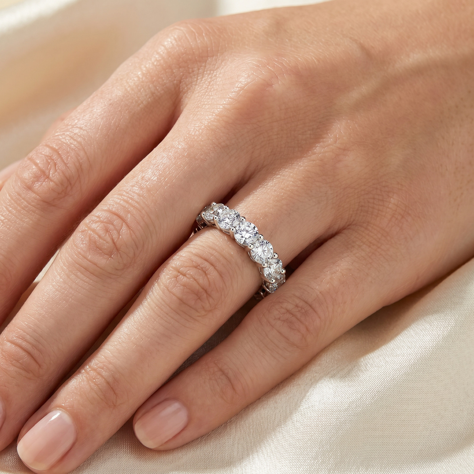 2 – 6Ct TW Diamond Eternity Ring 14k Gold Anniversary Lab Grown Wedding Band