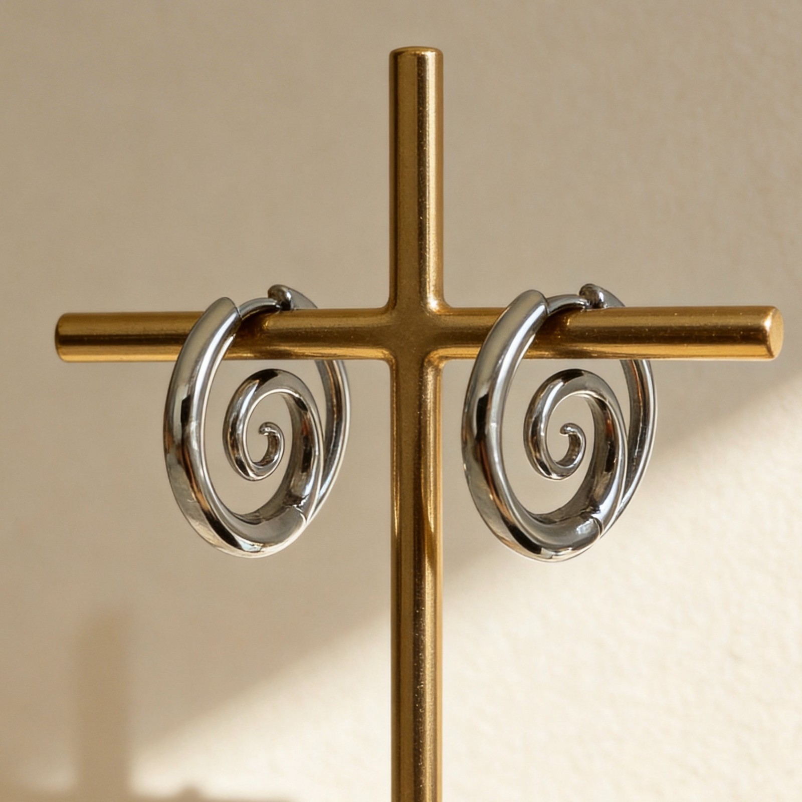 Silver Spiral Hoop Earrings