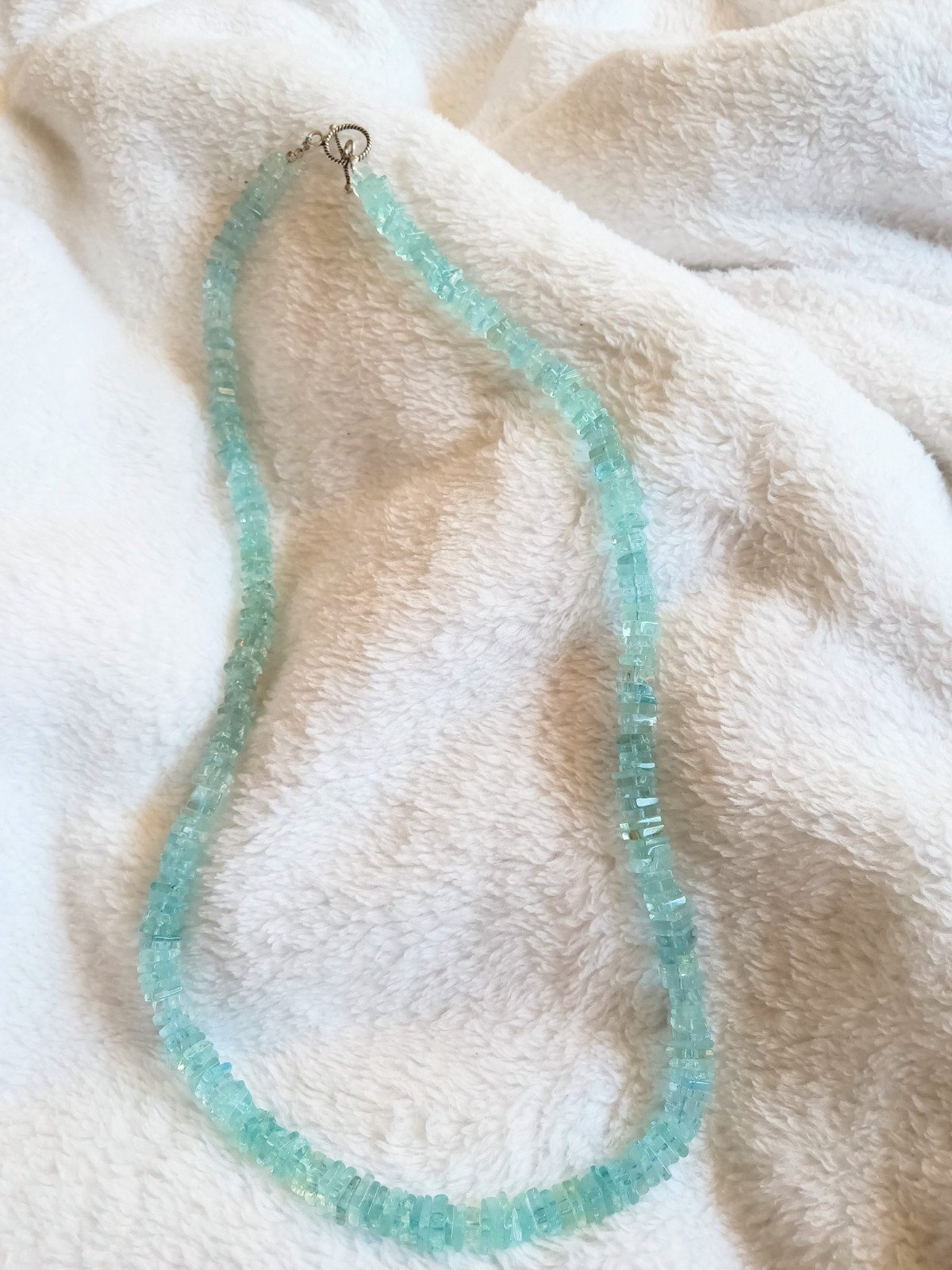 Genuine Hand Cut And Polished Aquamarine Sterling Necklace Value $800 Sale $195