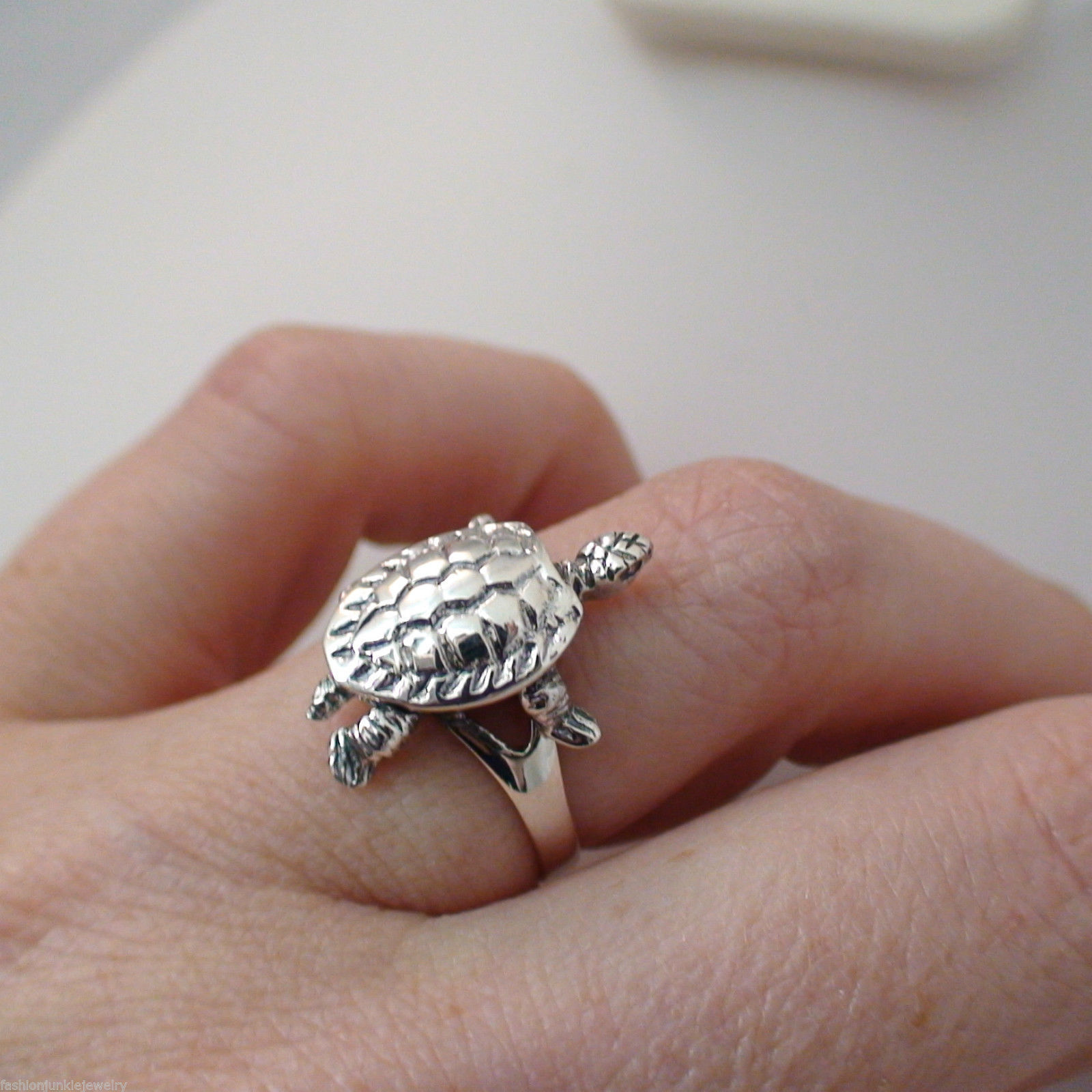 Turtle Ring – 925 Sterling Silver – Jewelry Tortoise Beach Sea Ocean MOVABLE NEW