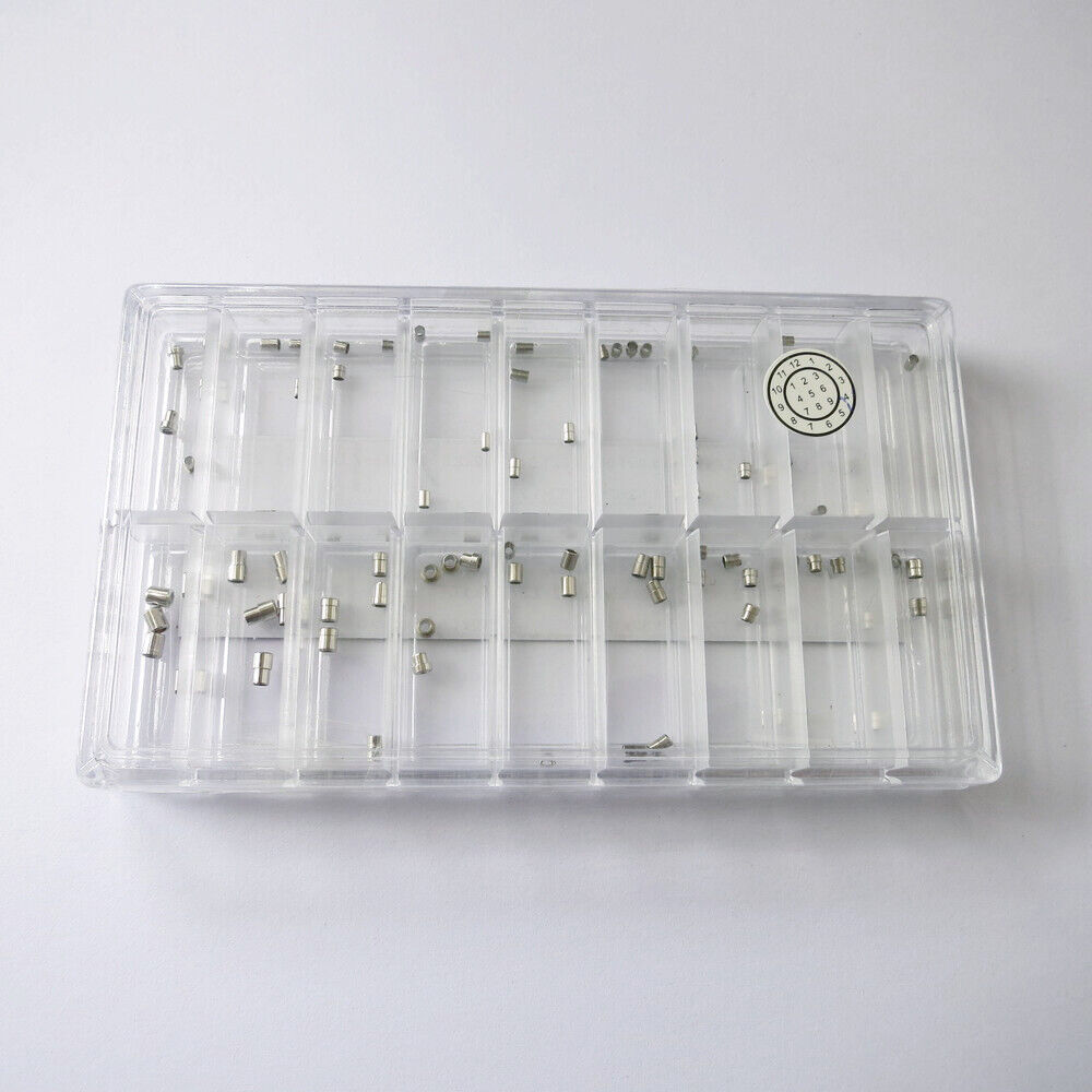 Assortment 90PCS Brass Watch Crown Tubes 18 Sizes and Shapes 1 or 2 Steps 628BCT