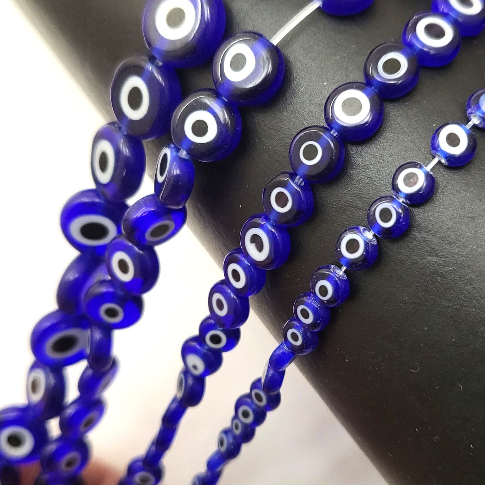 Blue Evil Eye Glass Coin Disc Bead Flat Round Saucer 4mm 6mm 8mm 10mm 12mm 15″